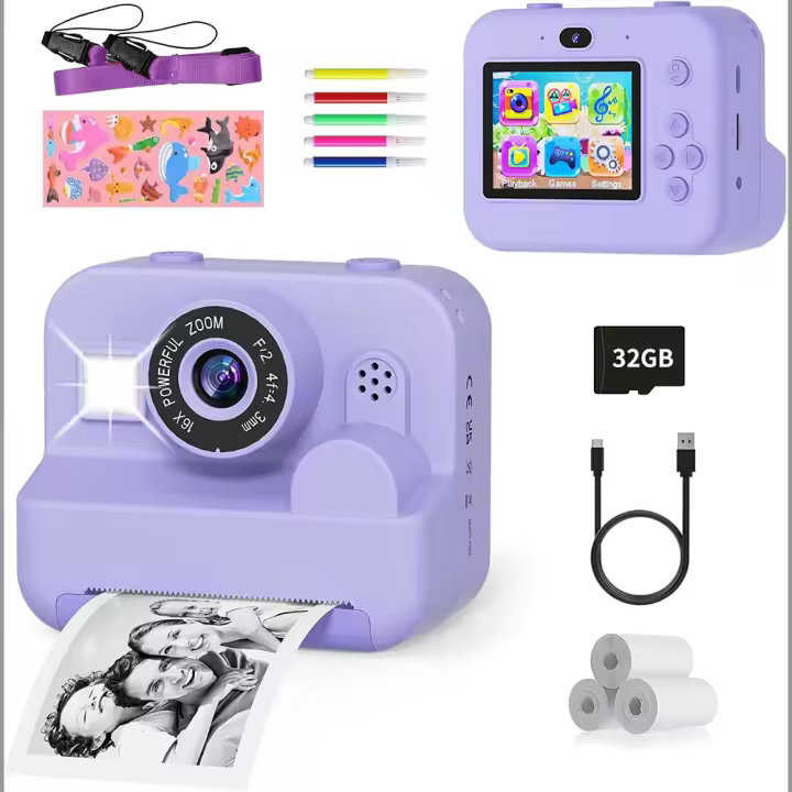 Camara Instantaneas, 12MP selfi Camara instanea,1080P 2,4 ''HD Video Camara Fotos Infantil para niños with Tarjeta SD de 32GB,Regalos comunion para niñas de 3 a 12 años - 1