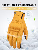Guantes De Motocicleta De Cuero Genuino MJMOTO Verano Transpirables Con Dedos Completos Guantes De Conducción Retro Para Teléfono Móvil Para Hombres - details 3