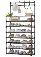 Zapatero, zapatero, zapatero, zapatero de entrada, zapatero de 7 niveles, zapatero con perchero, 80x26x165cm, negro - details 0