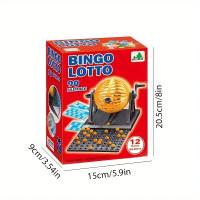 Juego De Bingo Deluxe Con Caja Máquina De Lotería Y Fichas Mini Juego De Tablero Para Fiestas Familiares - details 1