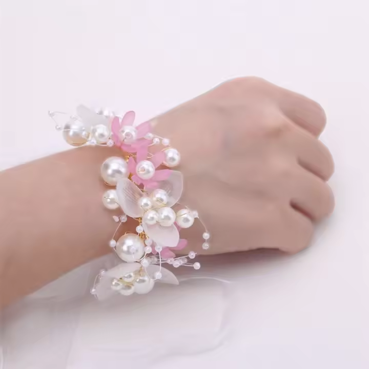 Diadema De Boda Bohemia Para Niñas Adorno De Cabello Con Perlas Y Flores Guirnalda De Novia Aro De Cabeza Joyería De Pelo Regalos Para Niños Estilo Moda Primavera Verano - 1