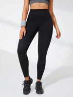 Leggings De Yoga Sin Costuras Para Mujer High-Waisted Levantamiento De Glúteos Para Correr Y Gimnasio Activewear Tights Slim De Longitud De Pies - details 1