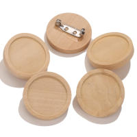 10pcs Base De Broche De Madera Para Resina 20/25/30/40mm Encaje Redondo Para La Creación De Joyas Broches Pin Con Fondo Plano - details 1