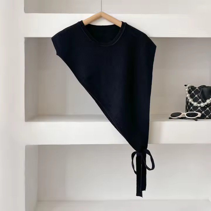Chal Triangular Asimétrico Para Mujer Primavera Verano Moda Versátil Acompaña Trajes Suéter De Lana Corto Capa Con Abertura Casual - 1