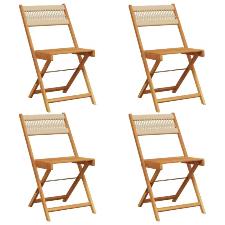 vidaXL Sillas de jardín plegables 4 uds madera maciza acacia beige - 1