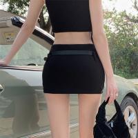 Mini Falda Negra A-line Ajustada Para Mujer Cintura Alta Estilo Casual Ligera Estiramiento Material Algodón Todas Las Estaciones - details 6