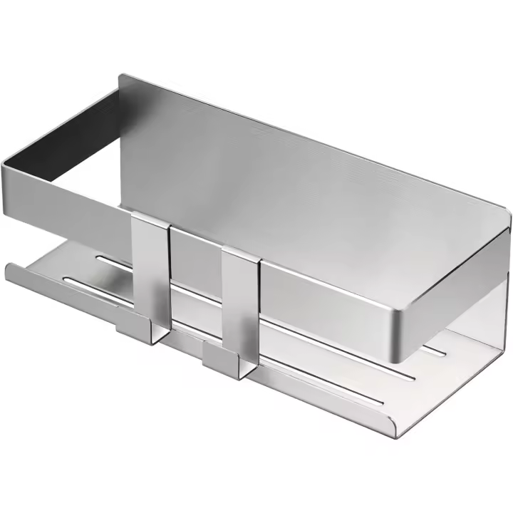 Estante de ducha de acero inoxidable 304, autoadhesivo sin perforaciones, soporte de ducha perfecto, estante de baño fijo, 1 unidad, plateado - 1