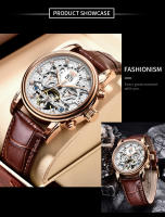 Reloj De Lujo LIGE Para Hombre Con Torbión Estilo Casual Y Deportivo Resistente Al Agua Mecánico Automático Cuero Correa Cronógrafo Calendario Semanal - details 11