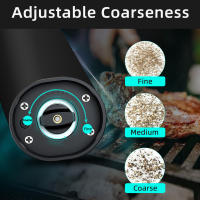Juego De Molinillos De Sal Y Pimienta Eléctricos Automáticos Recargables Con Gravedad Molinillo De Especias Ajustable Para La Cocina Herramientas De Metal Ecológicas - details 8