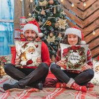 4pcs Fundas Para Cojines Navideñas 45x45cm Escena De Navidad Para Sofá Y Sala De Estar Regalos De Año Nuevo 2025 Material De Lino Y Algodón - details 4