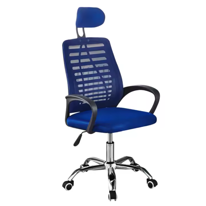 LUTODY - Silla de oficina escritorio con reposacabeza ajustable, Gaming, respaldo de malla transpirable y ergonómica de látex con forro de nailon, palanca para ajustar altura, reposabrazos, rueda giratoria 360° y base metálica. - 1