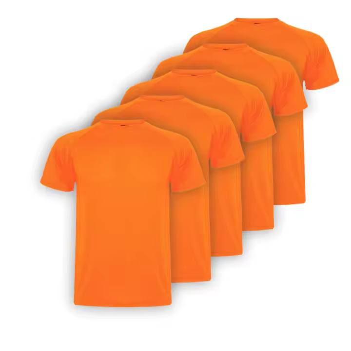 Pack 5 uds. Camiseta Técnica Adulto Unisex manga ranglán corta, 100% Poliéster Piqué 150 gr., Roly Montecarlo tejido técnico transpirable, adecuado para práctica deportiva, fácil lavado y secado - 1
