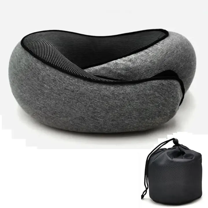 Cojín DE VIAJE PARA EL Cuello en forma de U de Memoria Espuma de Descanso PARA EL Cuello Estilo Caracol Portátil Ajustable para Media Siesta - 1