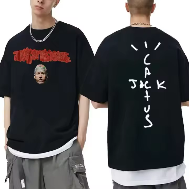 Camiseta Cactus Jack Para Hombres Y Mujeres Estilo Callejero Oversize Moda Suelta Camiseta De Manga Corta Hip Hop Trend - 1