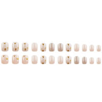 Kit De Uñas Postizas De Presión Para Mujeres Y Niñas 24 Piezas Juego De Uñas Postizas Cortas Cuadradas Con Diseño De Flores Geométricas Y Brillo Moda Oficina - details 64
