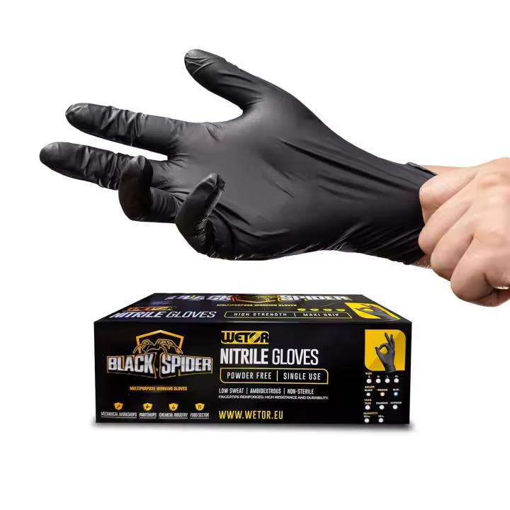 AREABOXES - Guantes De Nitrilo EXTRARESISTENTES Para Todos Los Trabajos. Guantes De Nitrilo C/ Textura. Negros, Tres Tallas. Guantes Nitrilo Para Mecanico, Cocina, Medicina, Etc. Diamantado Y Sin Polvo (tallas M, L, XL) - 1