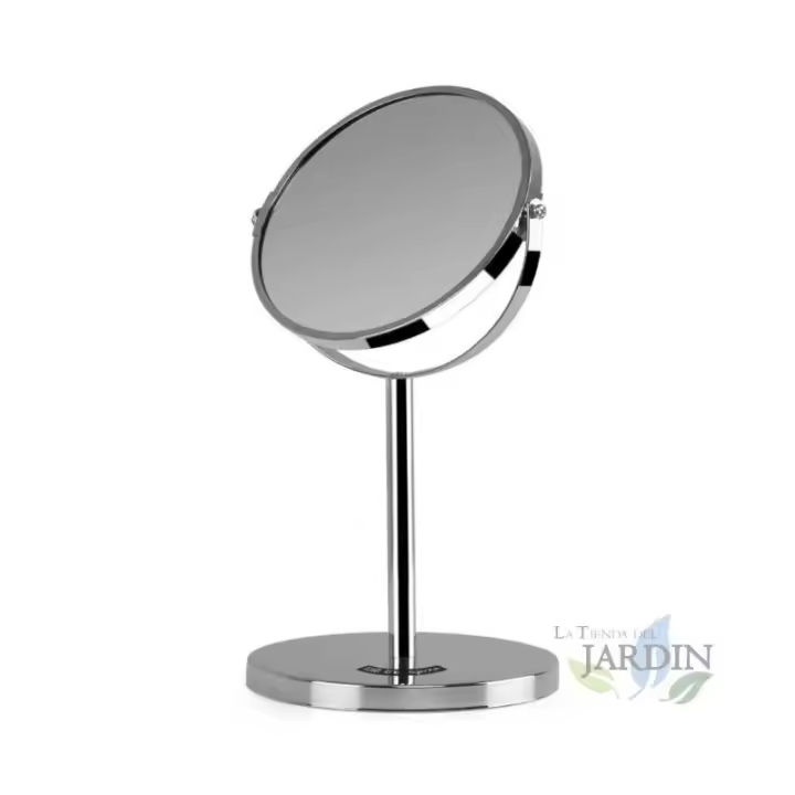 SUINGA Espejo cosmético 360º con base Orbegozo, 17 cm diámetro, doble cara, A sin aumento, B aumento 5X - 1