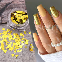 4pcs Brillo De Uñas Dorado Holográfico Con Corazones Y Espejo Decoración De Manicura Paillettes 3D De Lujo Para Año Nuevo Y San Valentín - details 3