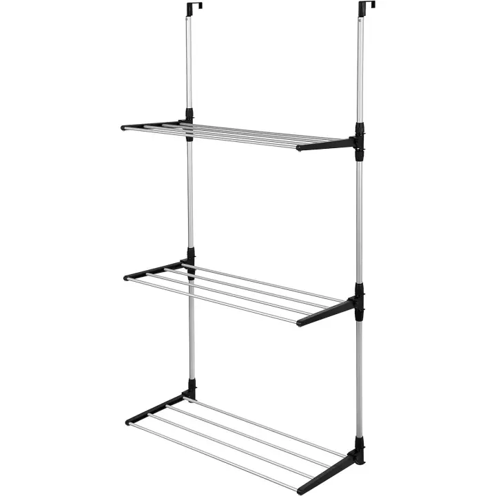ARISE SHOP-Tendedero Colgante para Puerta, Metal/Plástico,3 Niveles, 12 Varillas,Espacio Total Tendido 6.5m,Tendedero Puerta 6,5 metros Plegable 3 Estantes - 1