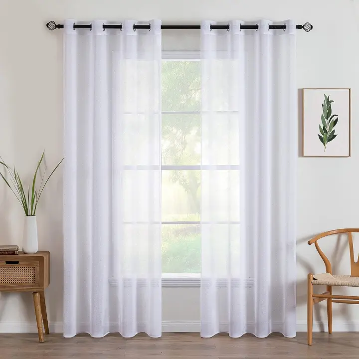 STARLEY-Cortina para Ventana Dormitorio Translúcidas Visillos Paneles para Ventanas Cortinas Poliéster Translucida de Dormitorio Moderno Ojales Cortina Ventana Visillos Salon 150X260 cm - 1