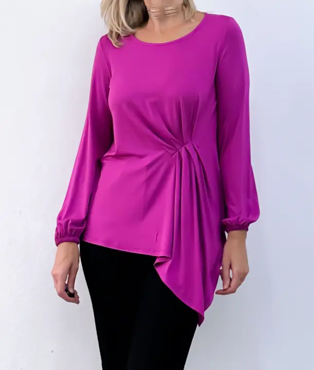 Camiseta VICTORIA MORENO de Punto Liso Viscosa Manga Larga con Goma en el Puño - 1