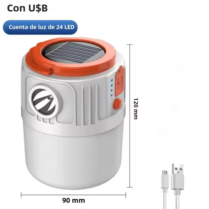Bulbo Solar LED Recargable USB Para Camping Con 5 Modos De Iluminación Lámpara De Emergencia Exterior Colgante Para Tienda - 1