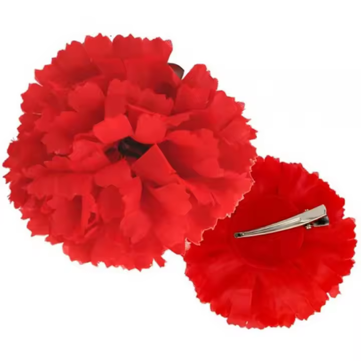 Partilandia Clavel Rojo Sevillana o Chulapa de 8 cm con Pinza - 1