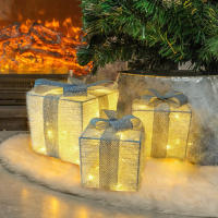 Juego De 3 Cajas De Regalo Iluminadas LED Para Decoración De Navidad Interior Y Exterior Árbol De Navidad Jardín Hogar - details 0