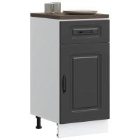 vidaXL Mueble bajo de cocina Kalmar de de ingeniería en color Madera antigua/Negro/Roble ahumado y más | almacenamiento funcional diseño moderno para baño dormitorio sala - details 1