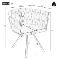 Silla de Restaurante de Lino, Juego de 4 piezas, Silla giratoria individual Brilliant de lujo para Sala de estar dormitorio, Silla giratoria de Ocio con cuatro patadas de soporte de metal, Linen beige Y Negro - details 5