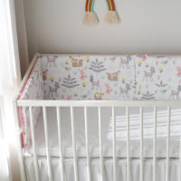 LALA - Barandilla de cuna para Bebe, Valla de Tela anticolisión, Algodón, Rosa, Pequeño Zorro, 120x30, a Pieza - details 4