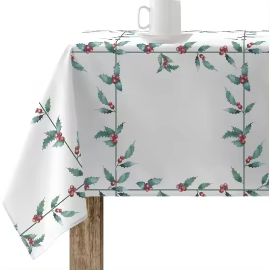 BL BELUM - Mantel navidad XL 180x180 cm 100% algodón resinado antimanchas (tacto no plastificado) modelo White Christmas 1 - Mantel Elegante Made By BL BELUM - Mantel No traspasan Líquidos Made Spain - 1