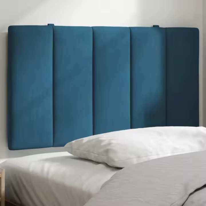 Cabecero de cama acolchado terciopelo azul 90 cm - 1
