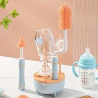 Juego De Limpieza Para Botella De Bebé Portátil 6 En 1 Con Soporte De Secado 2 Cepillos De Silicona Cepillo De Concha Y Caja De Almacenamiento - details 1