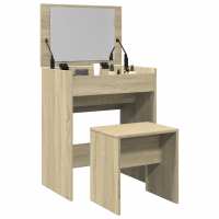 vidaXL Tocador con taburete 60x40x113,5 cm en color Blanco/Gris sonoma/Gris hormigón y más | cómodas modernas ergonómicas para comedor cocina salón hogar - details 4