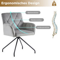 Juego de 6 Sillas De Restaurante de Diamante, Silla de Ocio Moderna, Silla de estar para dormitorio, Estudio y escriorio, soporte lumbar, terciopelo, Claro Gris - details 3