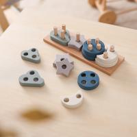 Juguetes Educativos De Silicona Para Bebés Formas Geométricas De Madera Estrella Del Cielo Juego De Bloques De Pila Creativo Montessori - details 6