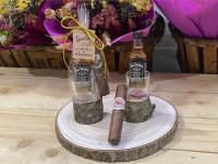 Lote de 10 miniaturas de bebida de 5 cl con chocolate en bolsa de regalo con lazo - Regalos originales para invitados de boda, aniversarios, comuniones, bautizos, cumpleaños, despedidas de soltero/soltera - details 1