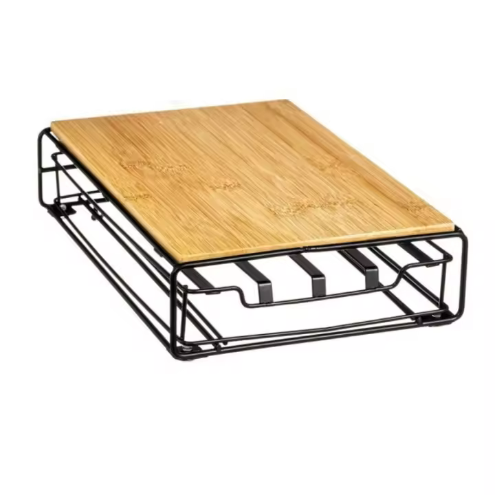 Dcasa Soporte de cafetera de bambú, con Porta cápsulas de café para para guardar 32 cápsulas de café - 1