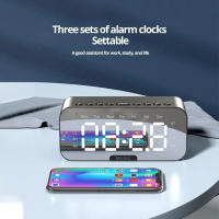 Alarma Digital LED Con Bluetooth Altavoz Espejo Para Dormitorio Y Oficina Decoración De Pared Con Temperatura Y Radio FM - details 2
