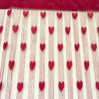Cortina De Voile Con Patrón De Corazón Y Decoración De Cordón Para Sala De Estar Dormitorio Divisor De Puerta Translúcida Moderna - details 4