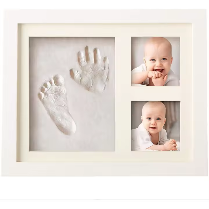 Kit para hacer huellas de manos y huellas de bebé, recuerdo para niños y niñas recién nacidos, regalos para niñas y bebés, regalos para baby shower para nuevas mamás, marcos de fotos para bebés, registro de bebés, decoración de guardería - 1