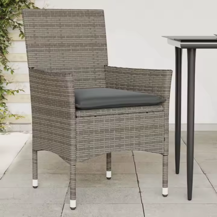 Sillones de jardín con cojines 2 uds ratán sintético gris - 1