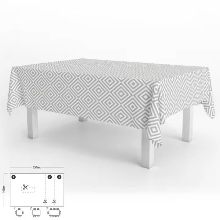 Oryx Mantel Antimanchas Hule Rectangular 140 X 250 Cm. Rombos Grises - Protección Contra Salpicaduras y Arañazos - 1