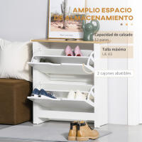 HOMCOM Zapatero Moderno Zapatero de Entrada Recibidor con Cajones Abatibles y Estantes Ajustables para 12 Pares de Zapatos Zapatero Estrecho para Pasillo 72x26x80 cm - details 0