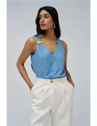 Top Salsa denim detalle metalico - 1