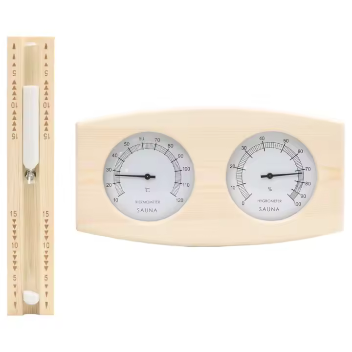 vidaXL Higrotermógrafo y reloj de arena para sauna 2 en 1 madera pino - 1