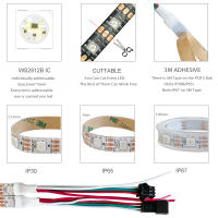 Tira De LED RGB Inteligente WS2812B 5m/Roll 30/60/144leds/m Negra/Blanca PCB IP30/IP65/IP67 5050 Individually Addressable Para Iluminación Inteligente - details 3