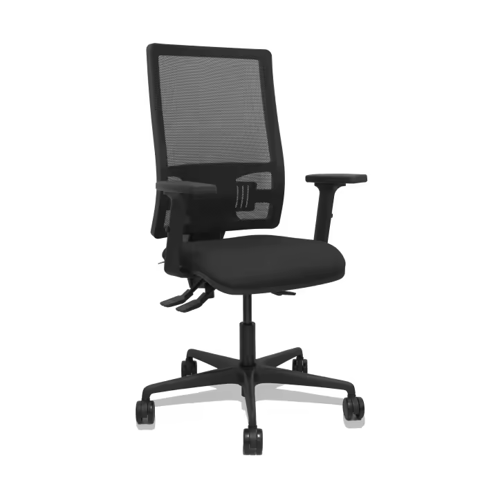 Silla Bormate asincro malla negra asiento bali negro brazos 2D ruedas 65mm - 1