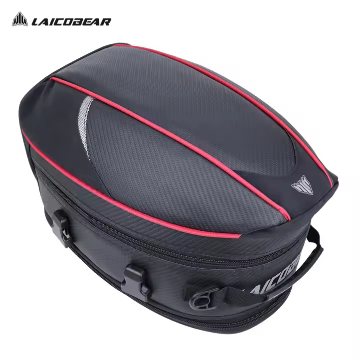 Bolsa De Cola De Motocicleta Negra Impermeable Gran Capacidad Para Viaje Y Equipaje Trasero De Moto Material De Lona Oxford Y EVA - 1